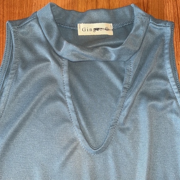 Ginger G women’s sleeveless dress with cut out stretch drop waist ruffle - Picture 3 of 7